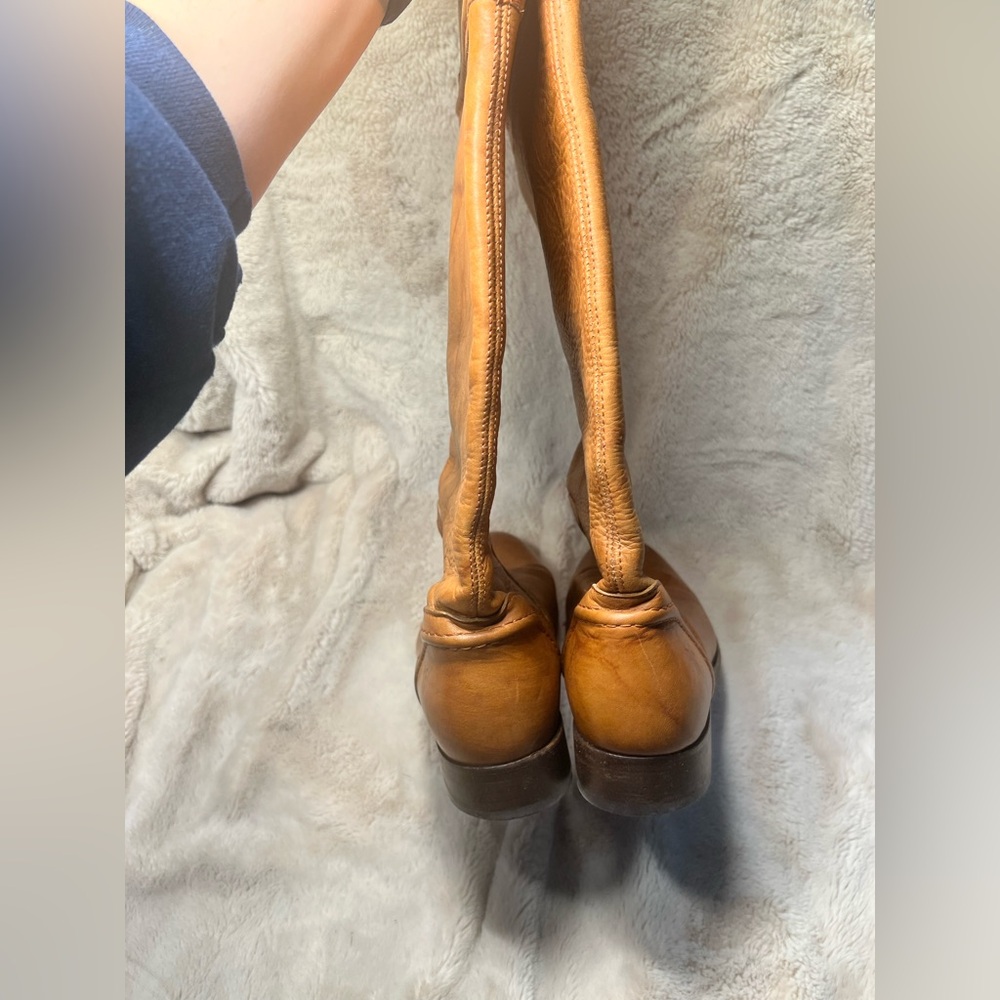 Frye Tall Leather Riding Boots in Cognac Brown - Picture 4 of 7